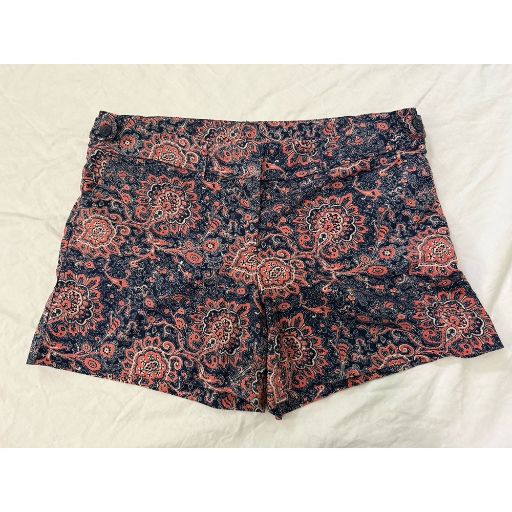 Kenar Women's Shorts Size 8 Orange Blue Paisley Boho Print
